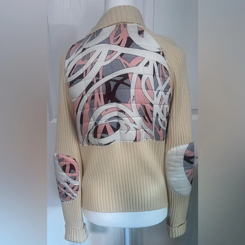 Emilio Pucci Quilted Puffer Jacket With Ribbed Knit Collar and Sleeves